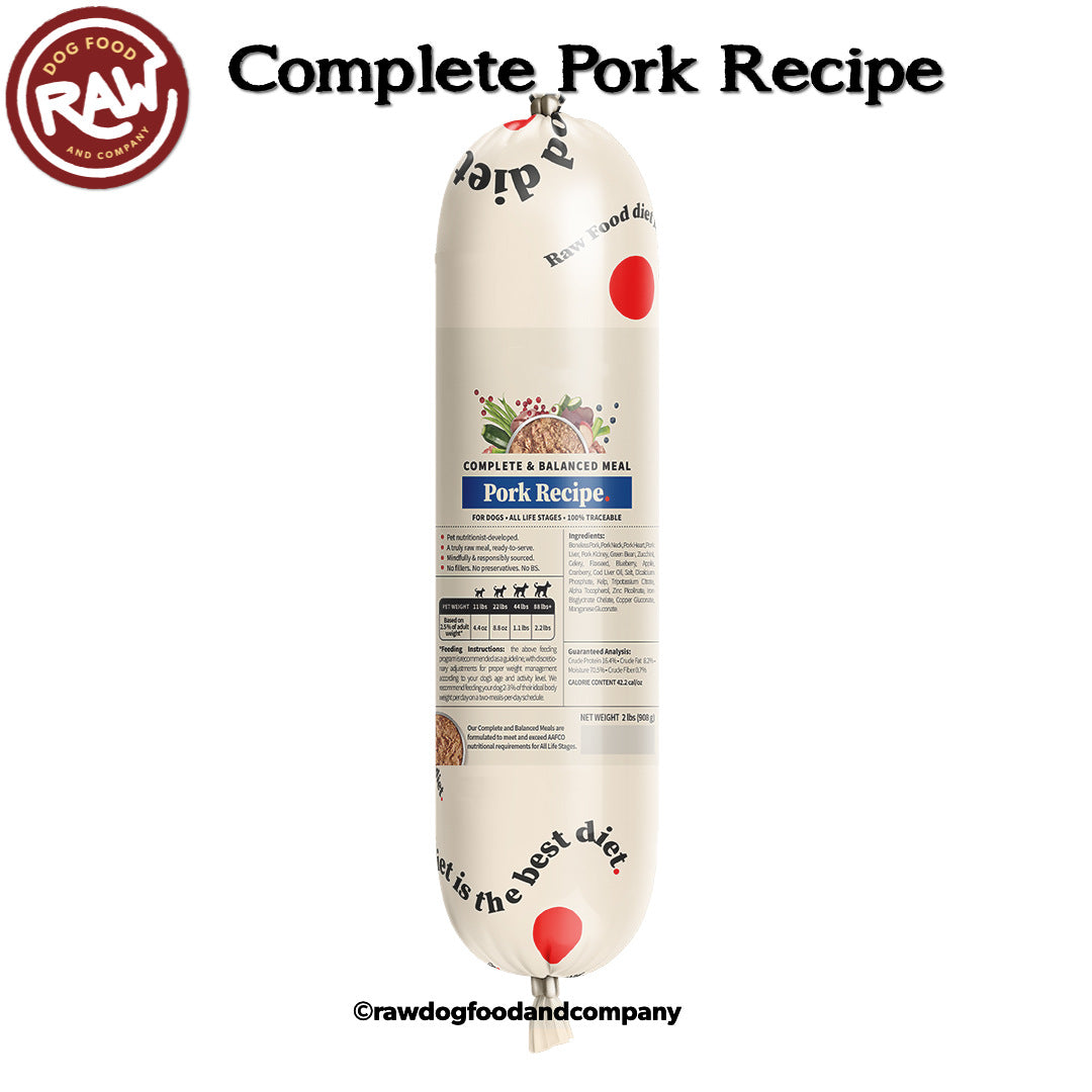 Raw Dog Food Pork Mix Complete and Balanced Raw Dog Food Raw Dog