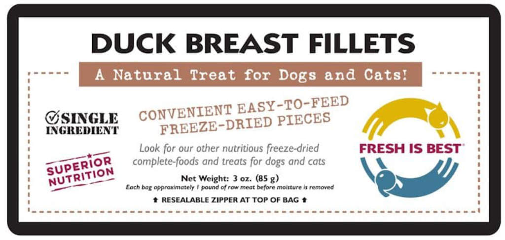 Freeze Dried Duck Breast Fillets (3 oz)