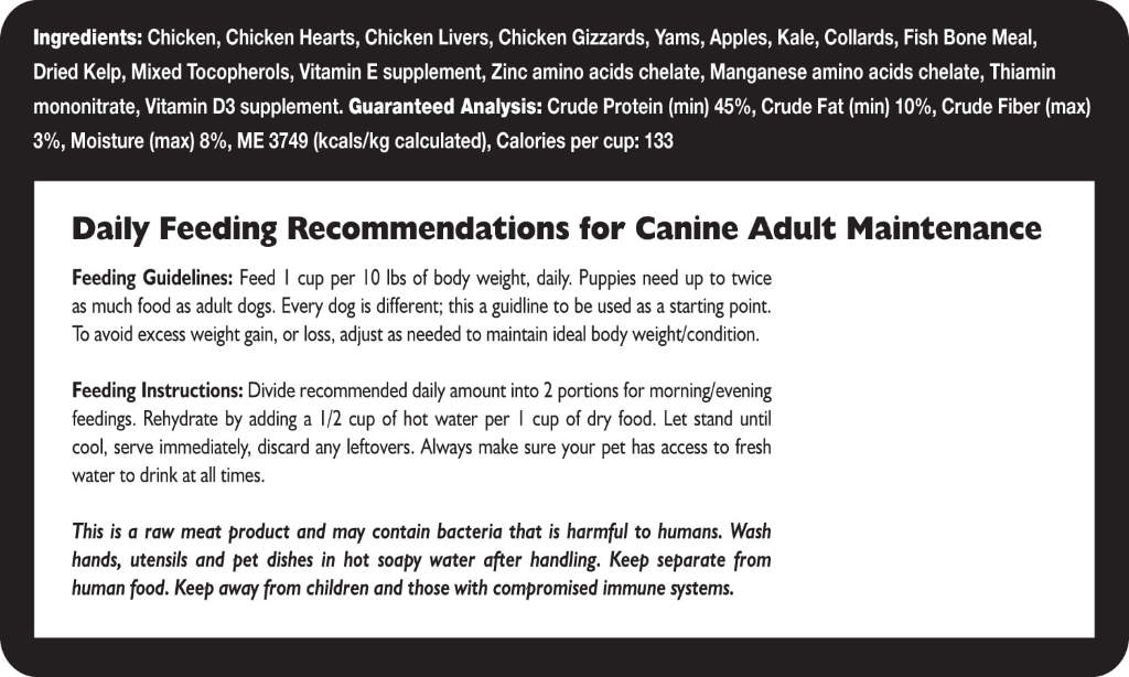 Freeze Dried Chicken Dog Food (16 oz)