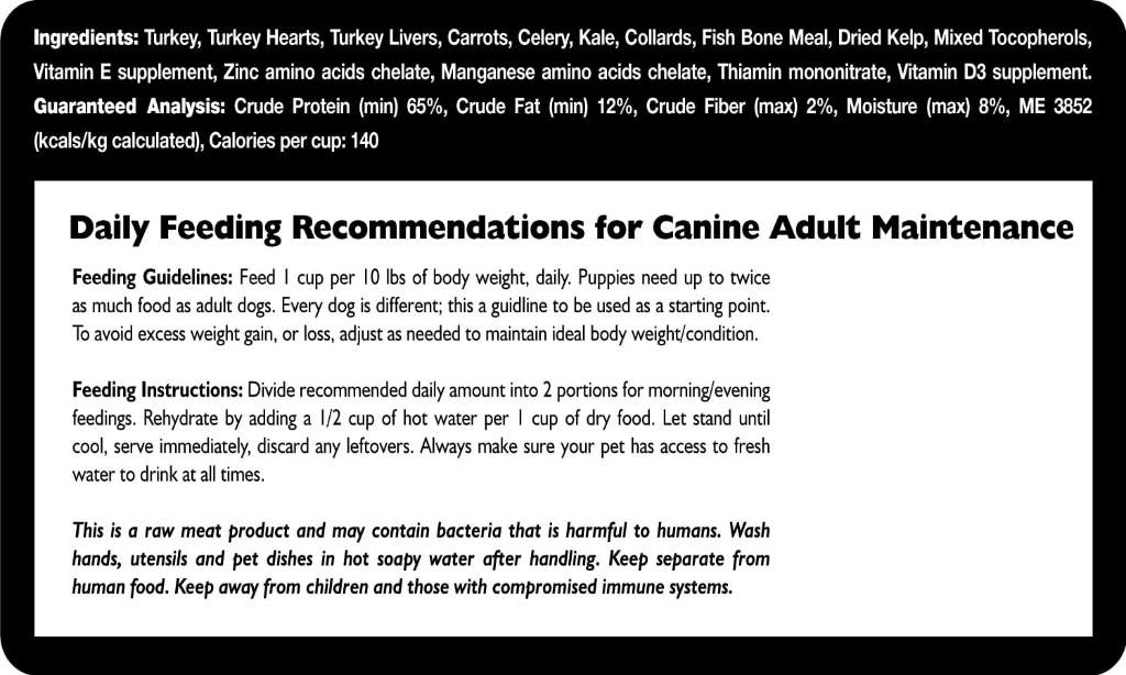 Freeze Dried Turkey Dog Food (16 oz)