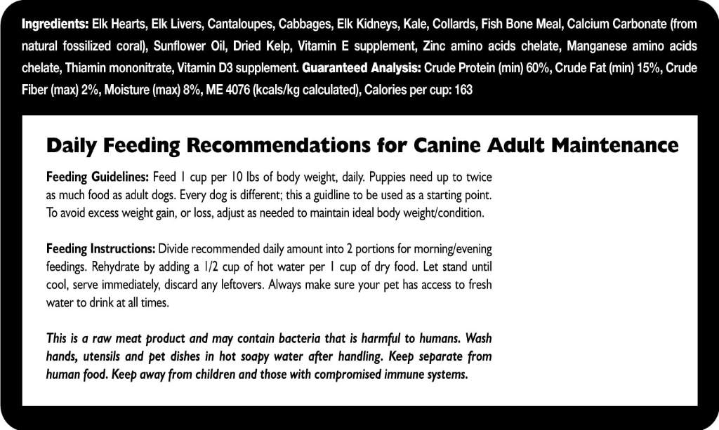 Freeze Dried Elk Dog Food (16 oz)