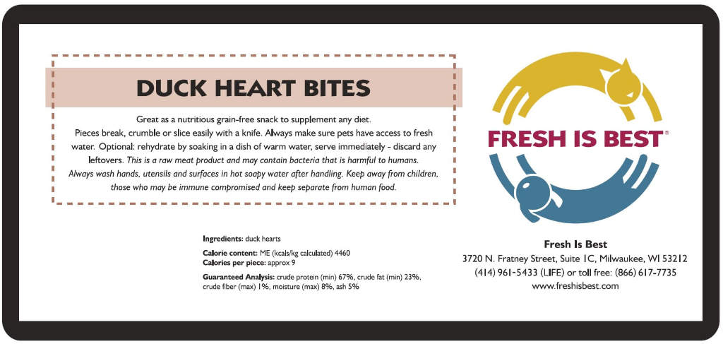 Freeze Dried Duck Heart Bites (3 oz)