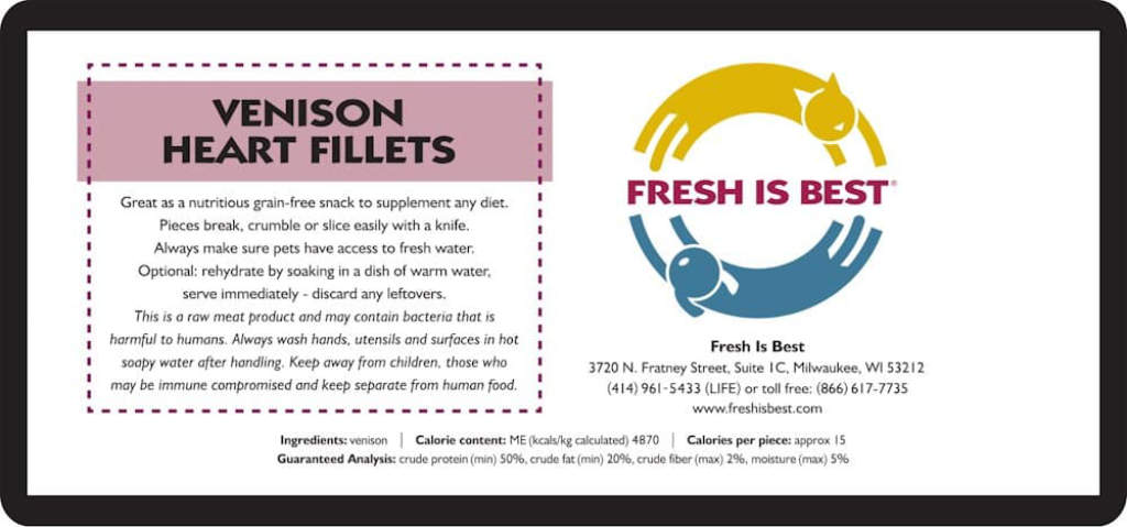 Freeze Dried Venison Heart Fillets (3 oz)