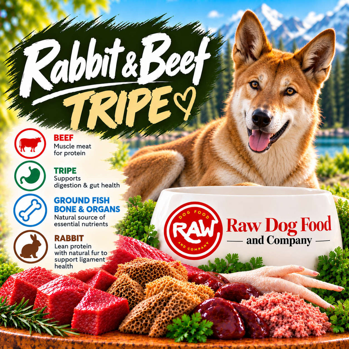 Ground Rabbit & Beef Tripe