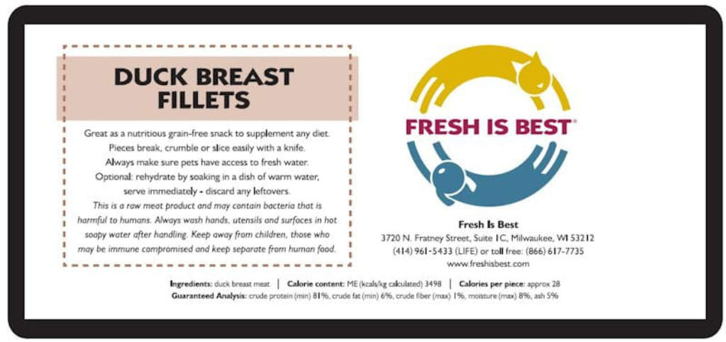 Freeze Dried Duck Breast Fillets (3 oz)