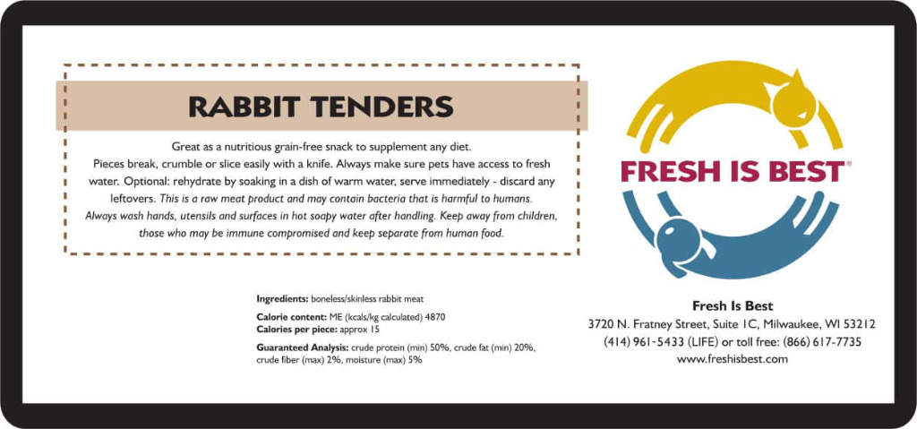 Freeze Dried Rabbit Tender Treats (3 oz)