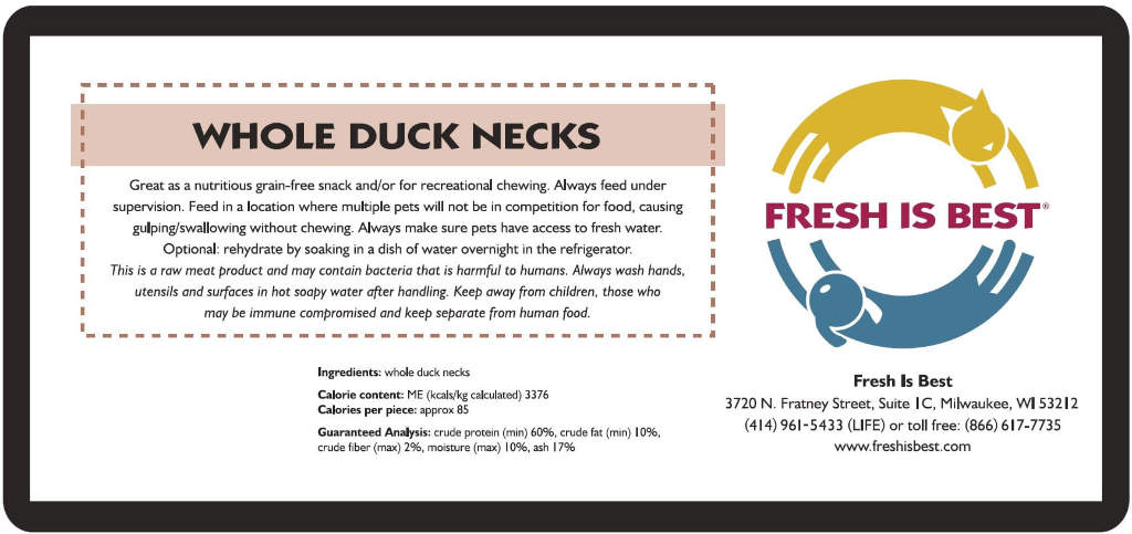 Freeze Dried Whole Duck Necks (3.5 oz)