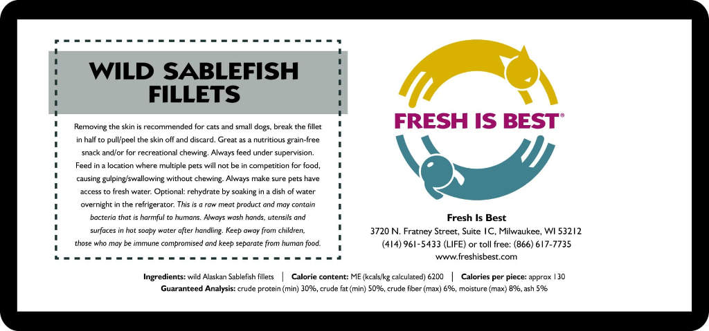 Freeze Dried Wild Sablefish Fillets (3 oz)